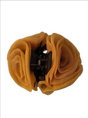 Floral Double Rose Hair Clip - Mustard Yellow
